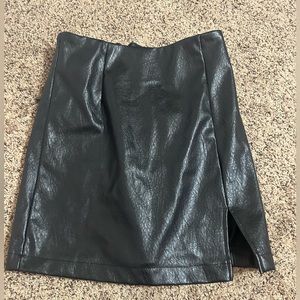 black leather skirt